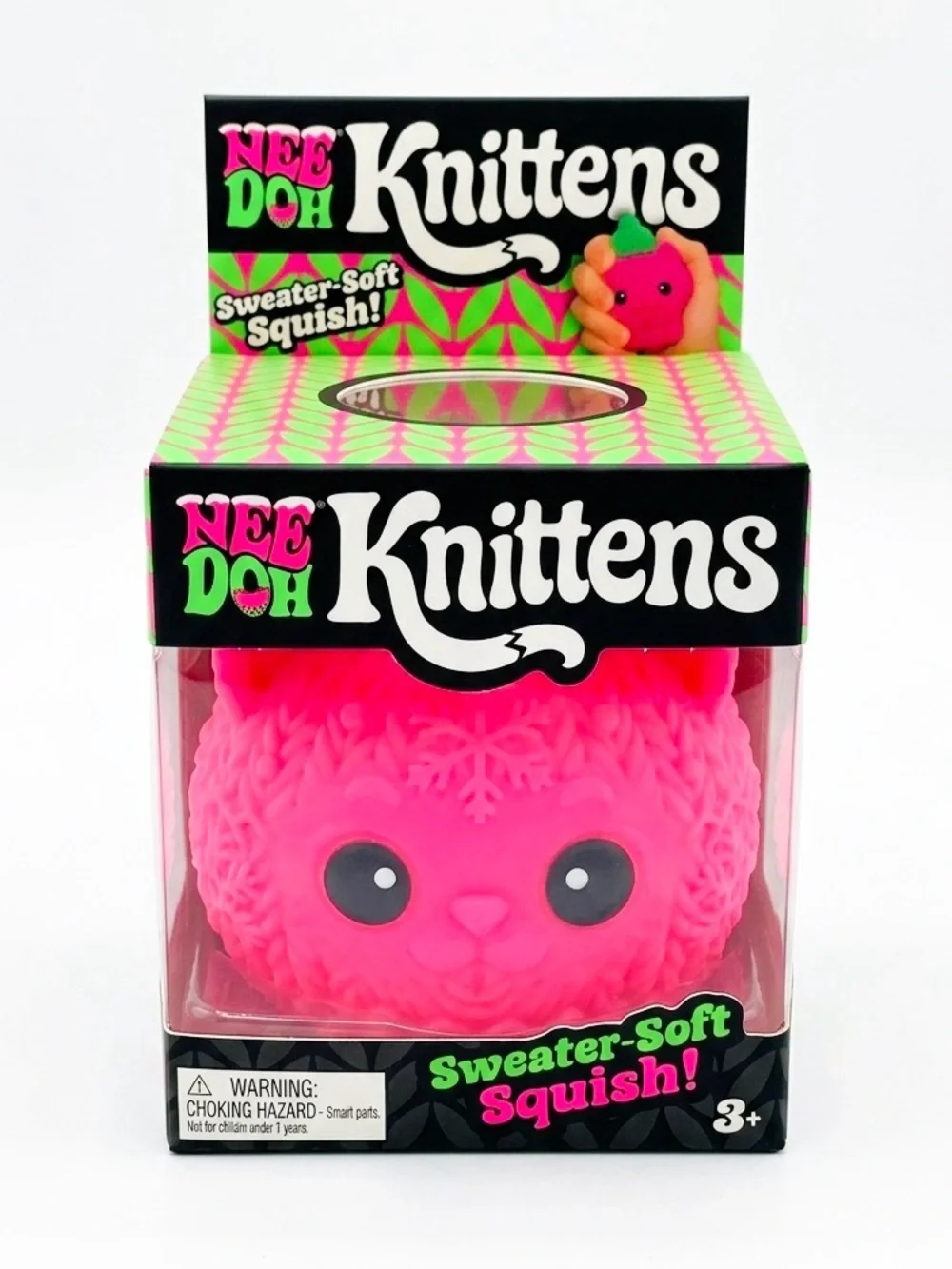 NEW NeeDoh Smitten Knittens Sweater-Soft Squish Pink Sealed Christmas kitten